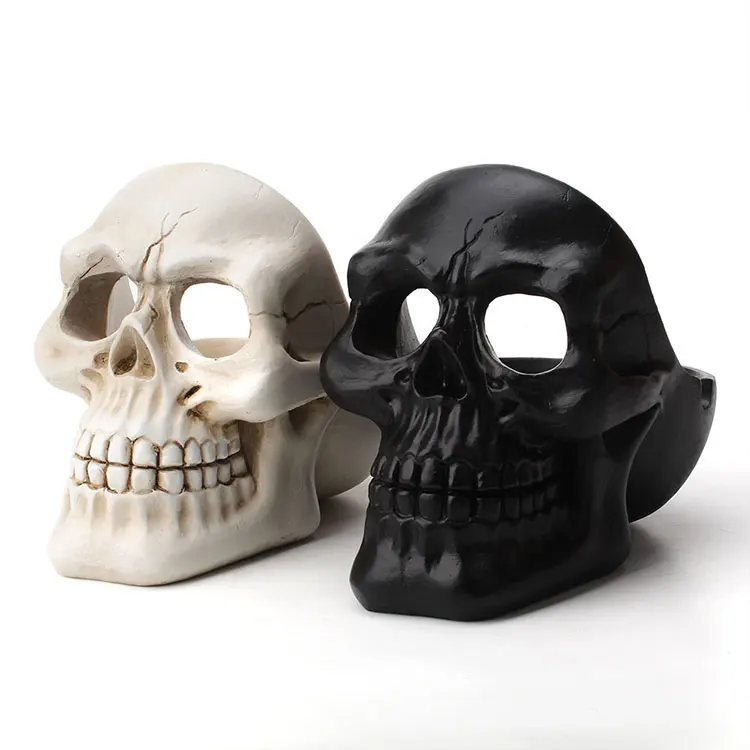 Cigar Holder Tobacco Ash Tray Box Sculpture Ashtrays Retro Vintage Skulls Home Office Bar Ornament Crafts Decor Skull Ashtray