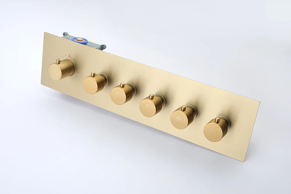 Chrome/Black/Gold Shower Valve Body  Thermostatic Control Switch Brass Mian Body  Five-function rotary switch