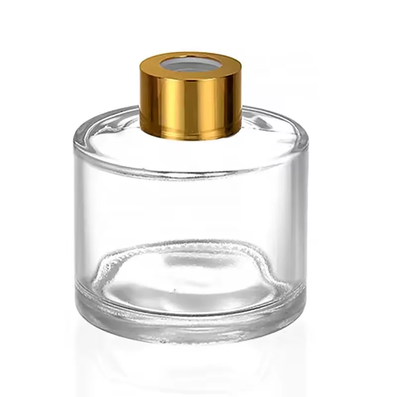 Luxury Classic Cylindrical Clear Reed Diffuser Bottle 50ml 100ml 150ml 210ml Glass with Screw Caps and Screen Printing