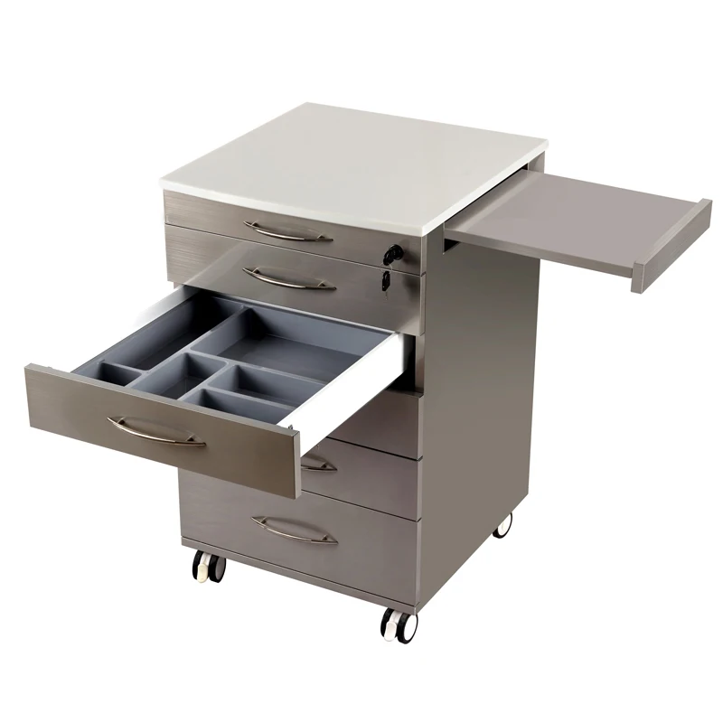 Dental Clinic Use Portable Dental Furniture Cabinet Stainless steel with side board Dental Cabinet