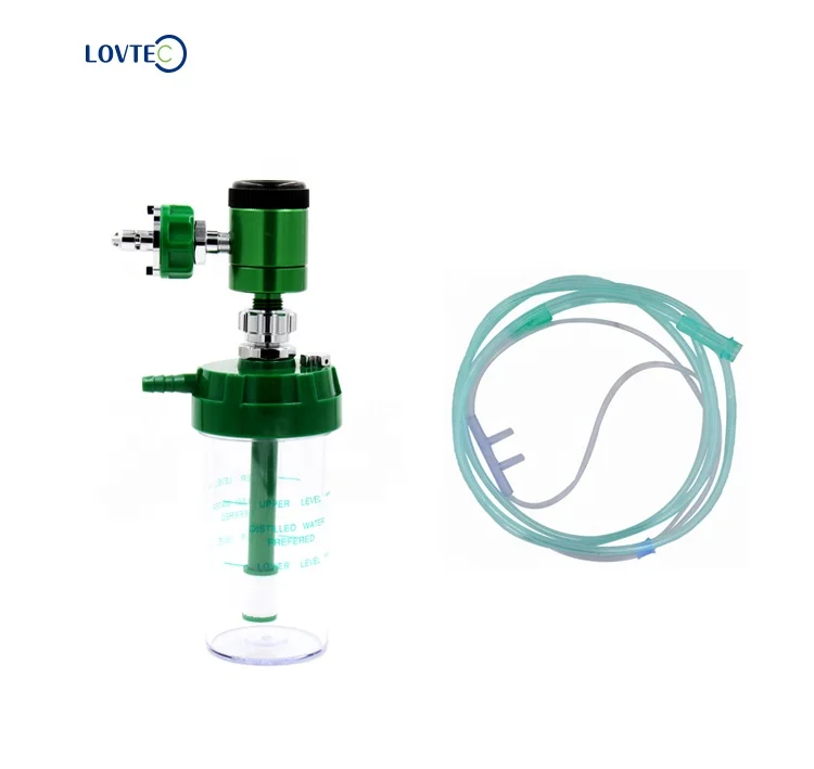Lovtec Hot Selling hospital use click style medical oxygen  flowmeter Oxygen Thermal Gas Flow Meter with humidifier