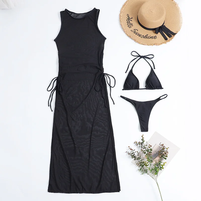 UV50+  Tan Through  Mesh Cover up 154 Solid Colors  Sexy  80% Nylon 20%Spandex Triangle Bikini Sets Bathing Suits Swimwear