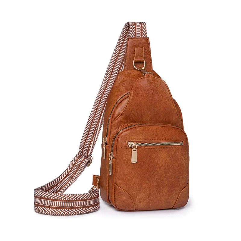 Travel Chest Backpack With Guitar Strap Large Capacity Ladies Shoulder Bag Leather Crossbody Sling Bag