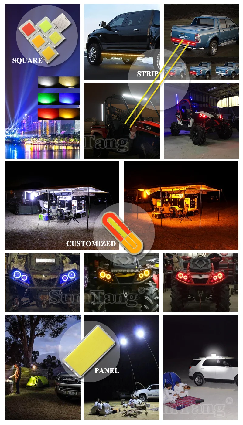 High Power 50W LED COB Chip White Red Green Blue Amber Color 12V LED Chip 4040mm