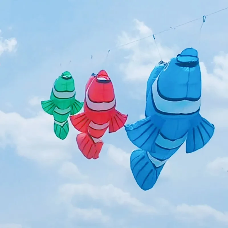 3D Colorful Clown Fish Inflatable Soft Kite Pendant Accessories Nylon Kite Outdoor Sports Toy Kite