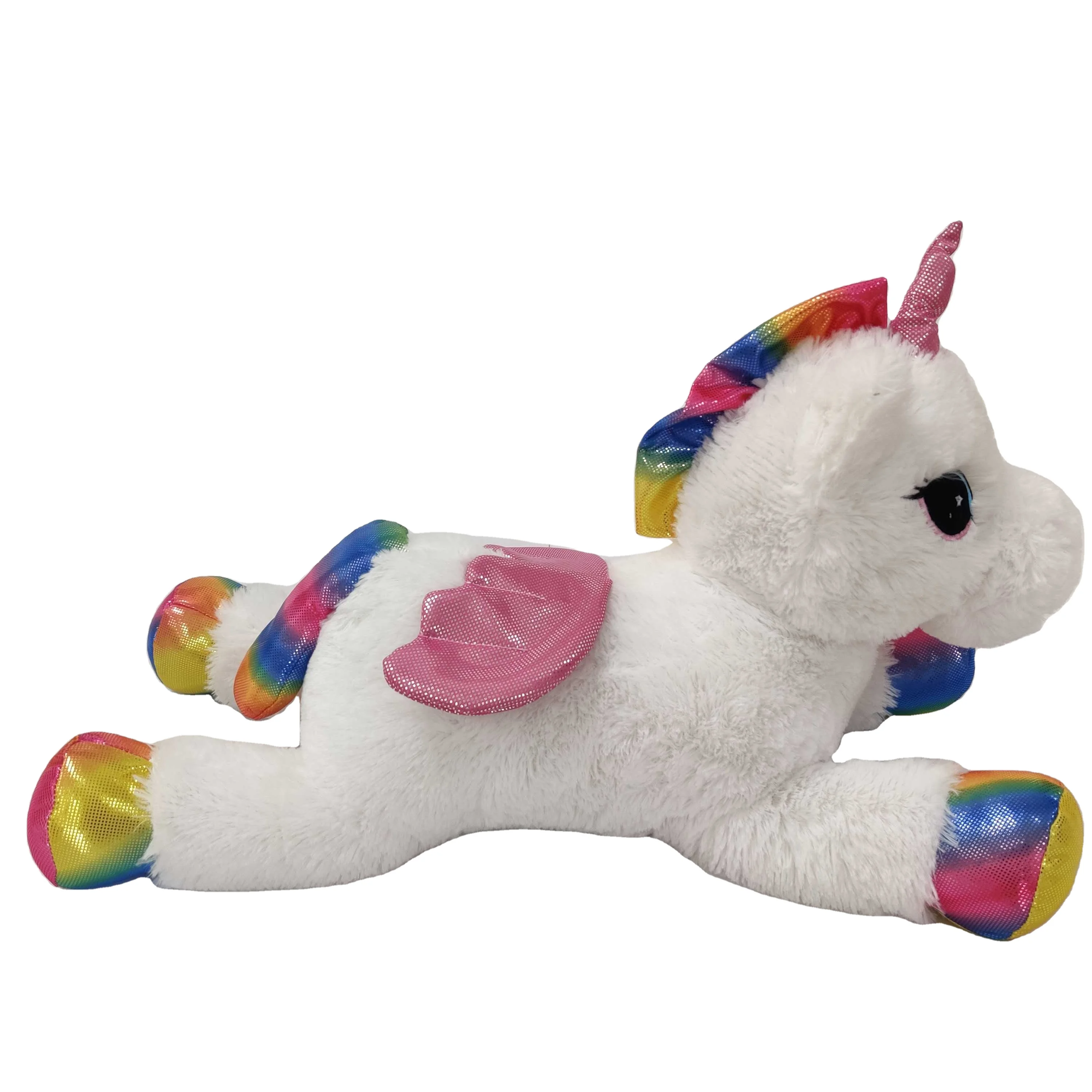 
Hot Sales Custom Cute Giant Stuffed Animal Unicorn Plush Toy Pink Rainbow Unicorn Pegasus with Wings 