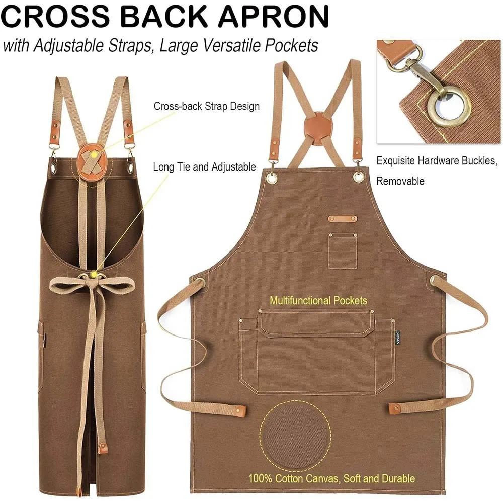 Cotton Thick Canvas Apron Printing Hairdresser Florist Restaurant Bar Cafe Work Apron Production Drawing