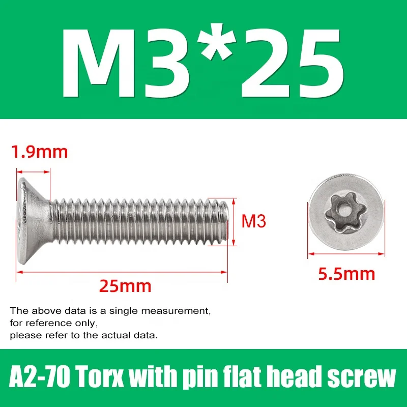 M3*25 Stainless Steel Torx with Pin Countersunk Flat Head Screw Anti-theft