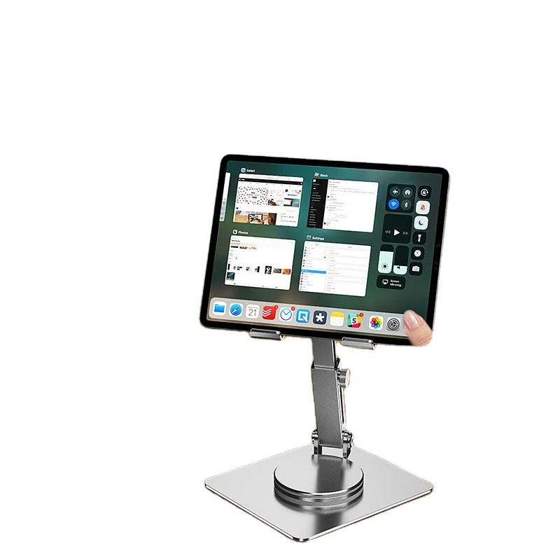 Oem Odm 360 Rotating Base Angle Height Adjustable Aluminum Tablet Holder Portable Desktop Laptop Stand Tablet Mount