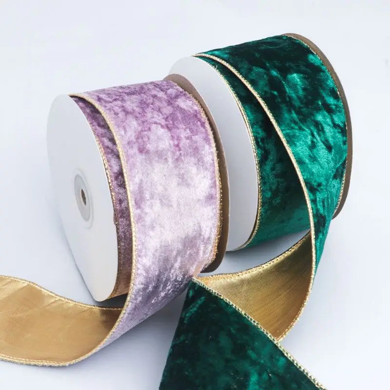 Red Green Velvet Ribbon Fabric Ribbon with Wire Edge for Gift Wrapping Bow Bouquet Making DIY Craft Christmas Tree Decoration