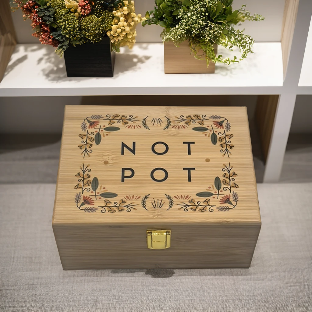2024New Arrival Bamboo Storage Box Custom Wood Crafts Wholesale Home Decorative Wall Signs for Thanksgiving Gift Art Style