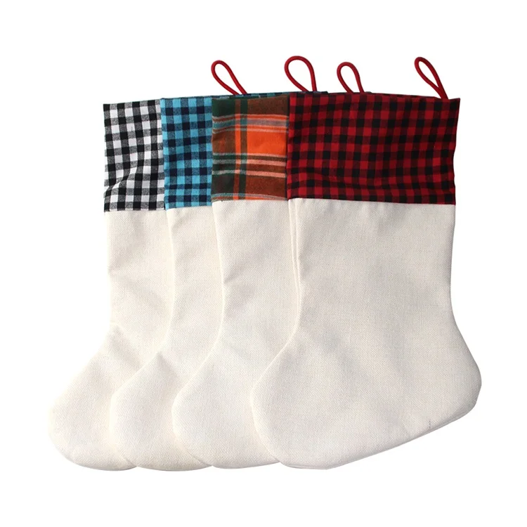 Wholesale Customized Good Quality Sublimation Blanks  Plaid Christmas Stocking
