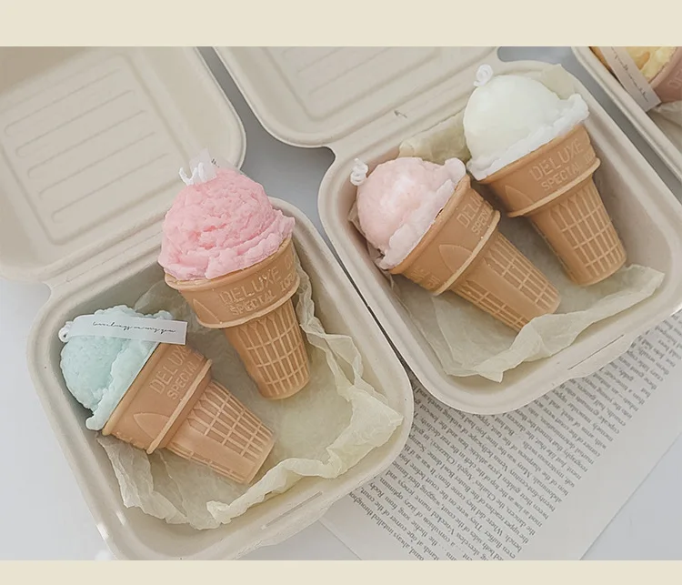 Home Fragrance Ice Cone Aromatherapy Candle Wholesale Handmade Soy Wax Gift Fragrance Sweet Dessert Candles Birthday Box YC