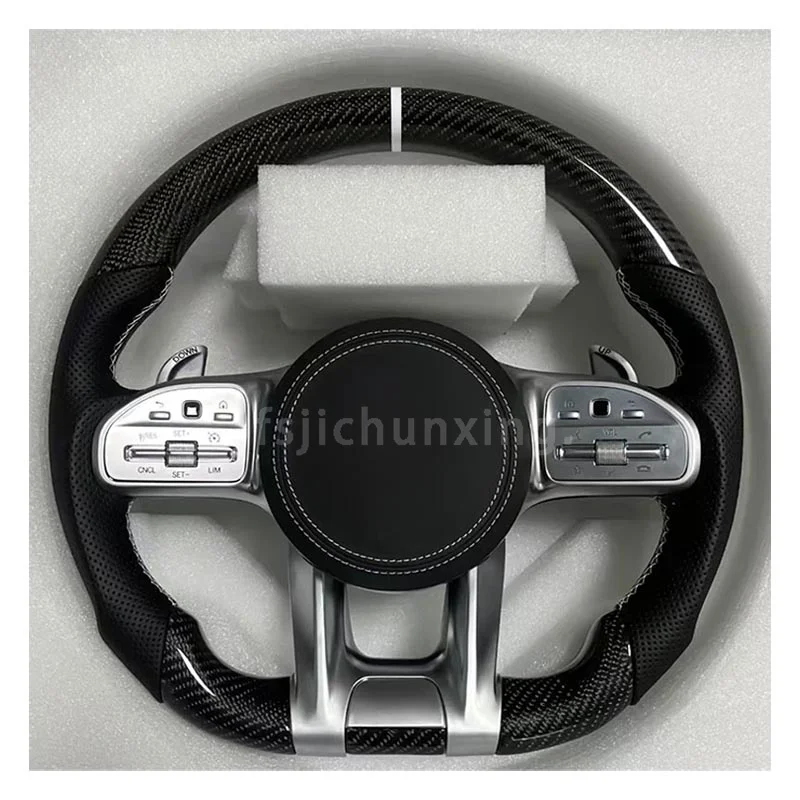 Auto Customized Steering Wheel Fit for Mercedes Benz C Class W204 W205 AMG W212 W213 W447 W463 GLC GLA Carbon Fiber Steering