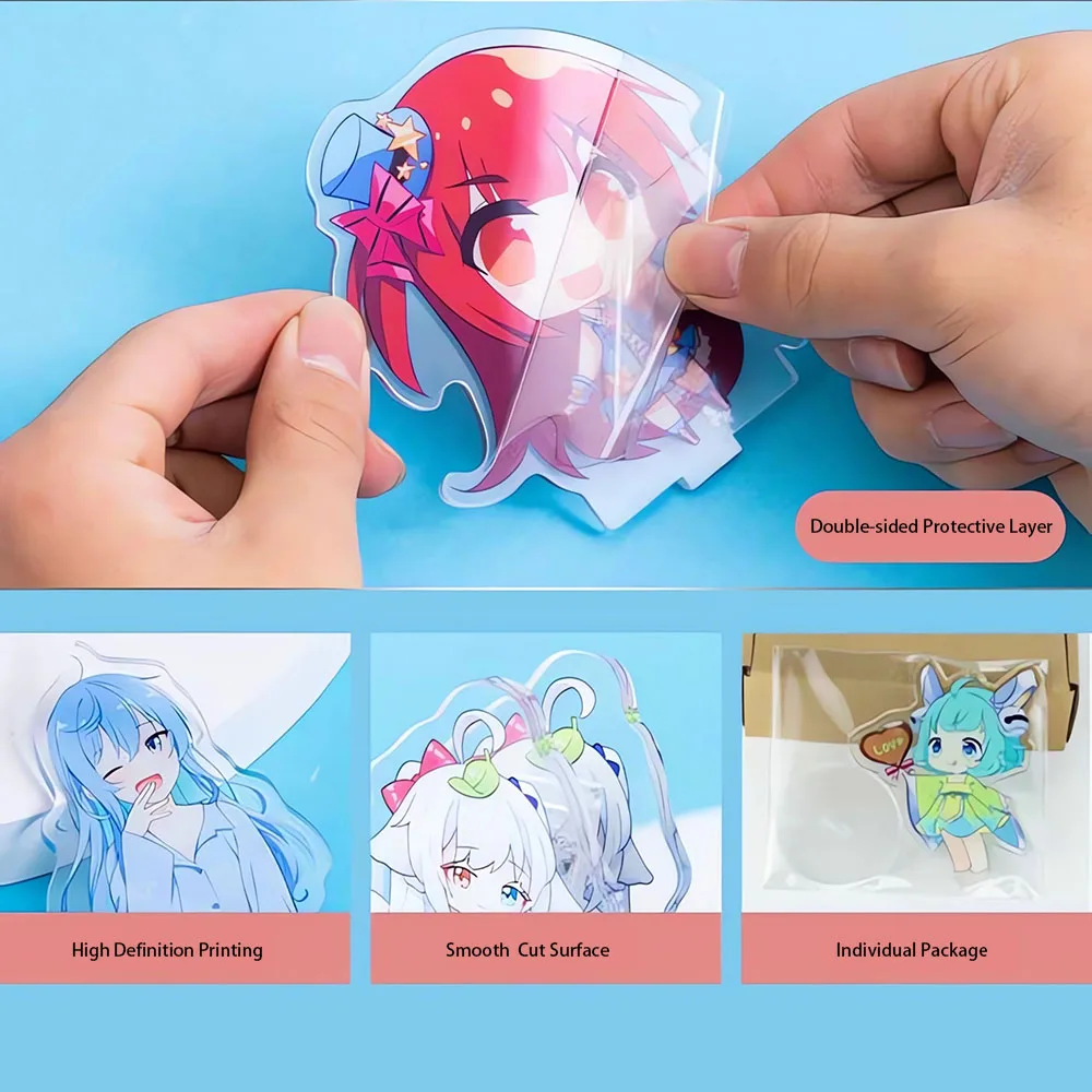 wholesale make your own design printed custom acrylic keychain charms anime epoxy keychain