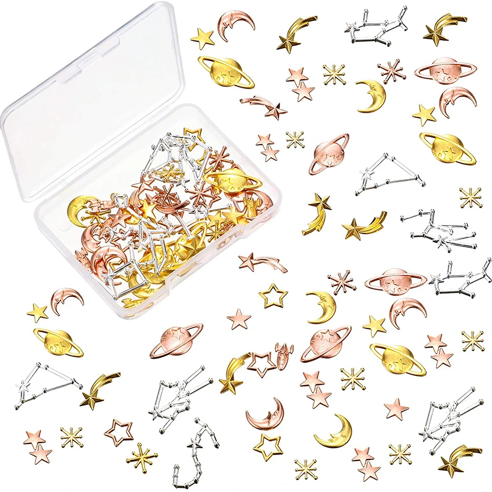 Cosmic Astronomy Theme Charm Resin Filling Moon Star Spaceship Filling Accessories for Epoxy Resin Craft Jewelry Making