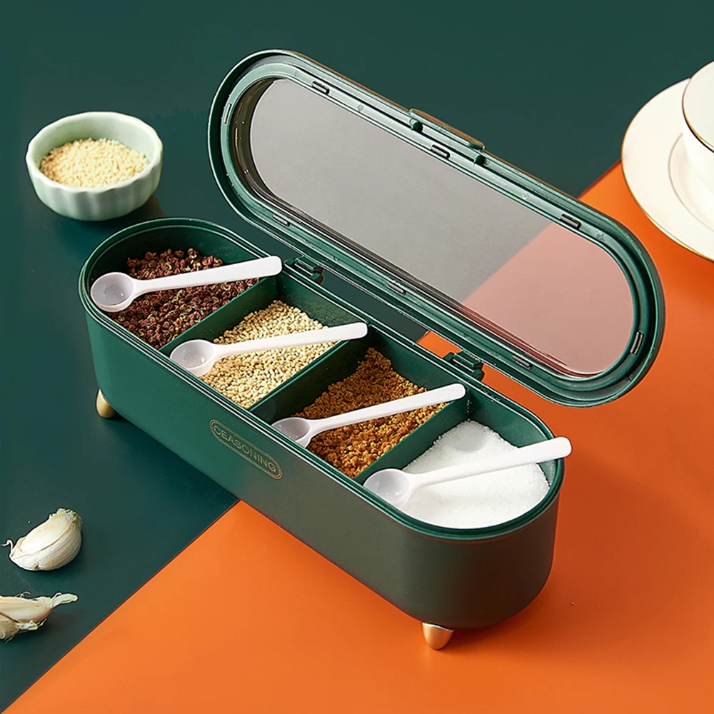 Multi Sizes Seasoning Box Set Salt Sugar Spice Seasoning Storage Box Plastic Seasoning Box Container Condiment Jars