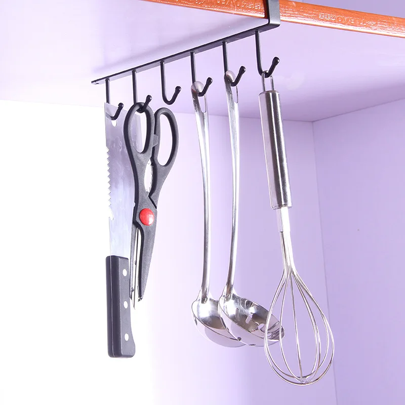 
No trace hook for cabinet, six sets of nail free storage rack for kitchen, creative metal iron kitchenware shelf 