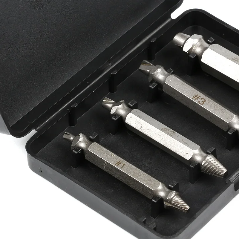 4 шт. Двусторонняя дефекты материала поврежденный Винт экстрактор выталкивающий мастеров сломанный болт серьги-гвоздики для удаления набор инструментов