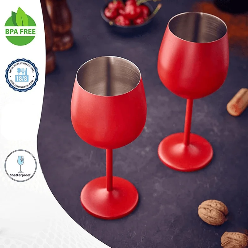 Champagne Whiskey Creative Metal Goblet Stainless Steel Party Wine Goblets Elegant Drink ware Smooth Mouth Wine Glass