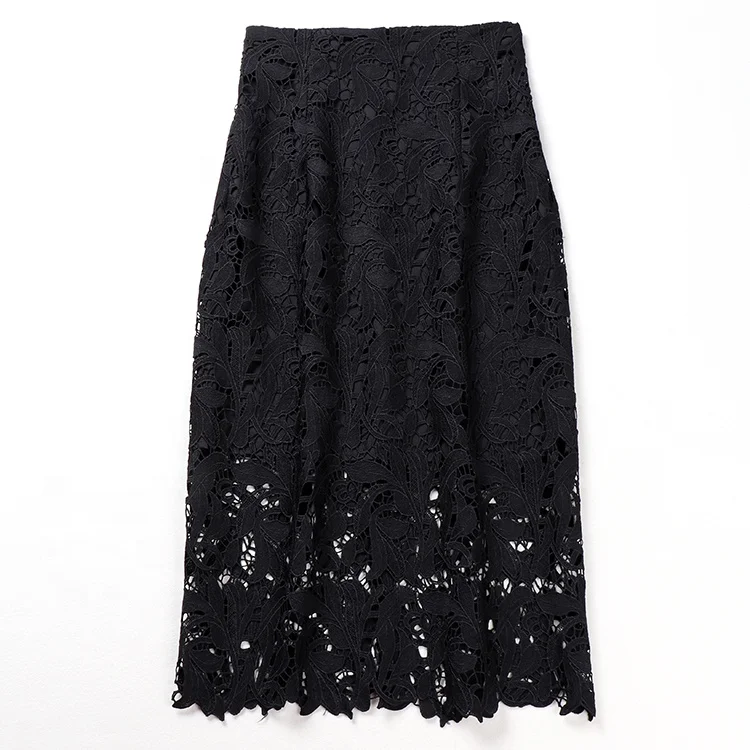 Hot sale High Waist Summer Fashion  Knee Length Elegant Lace Formal Work Crochet Lace Skirts for women