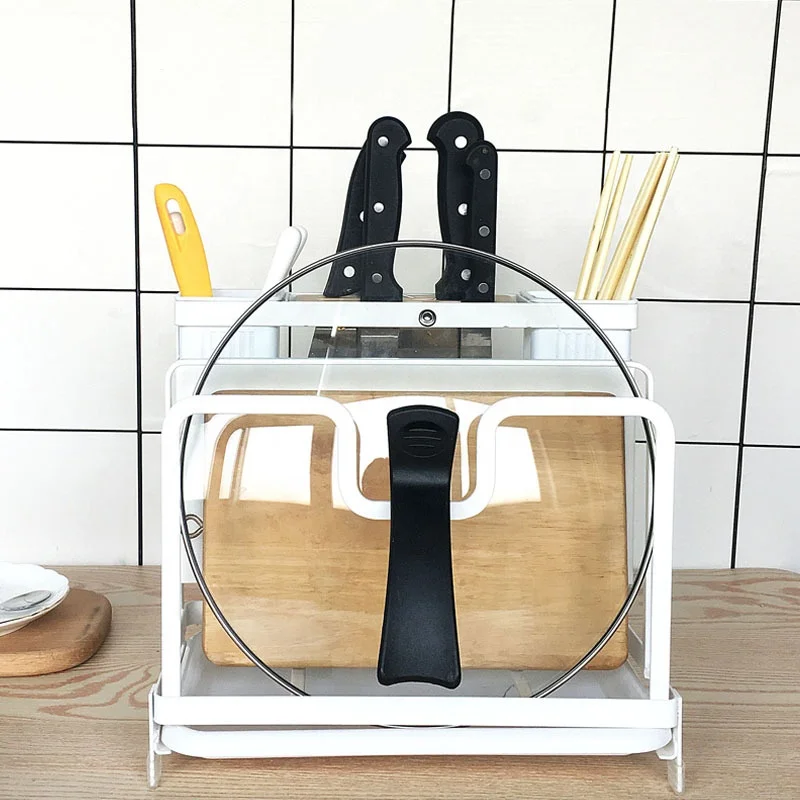 Kitchen shelves cutting board pot lid knife holder multifunction tableware storage shelf