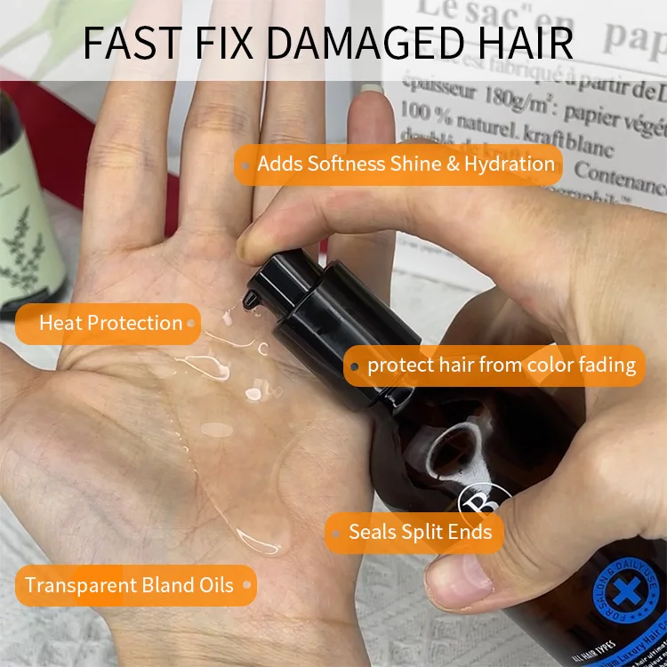 Factory Wholesale Organic Leave-in Heat Protectant Moisturizing Anti-frizz Gloss Moroccan Hair Treatment Oils
