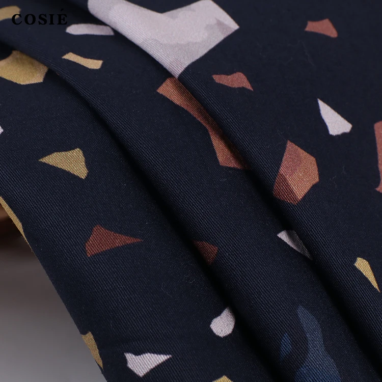 Designer Black Ground Geometric Parrern or Your Designs 100% Cotton Digital Printed Plain Poplin Fabric 145gsm for Dress