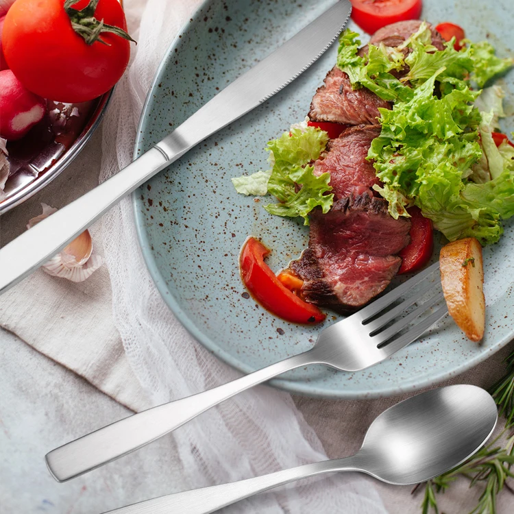 Airline Flatware Matte Knife Fork Spoon Stainless Steel Black Cutlery Set For Canteen