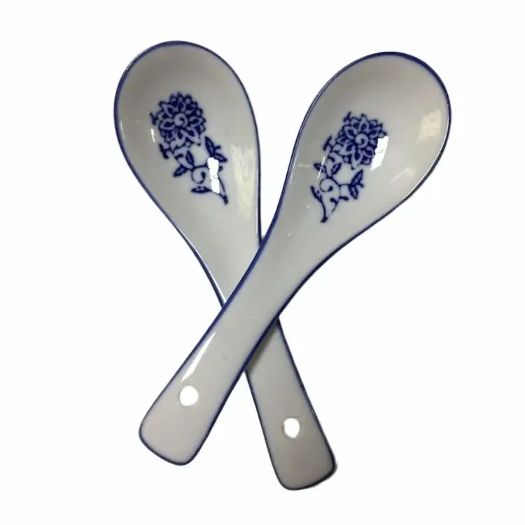 Classical Hand-painted Small Porcelain Chinese Soup Blue And White Ceramic Spoon