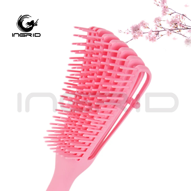 Custom Logo Plastic Octopus Eight Rows Black Hair Detangler Brush  Scalp Care  Detangling Brushes For Woman
