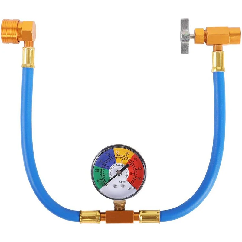 R134A AC Refrigerant Charge Hose Kit with 1/2 inch Can Tap and R134A Quick Coupler 100PSI