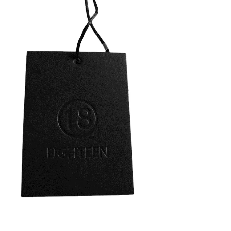 
JS hot sale Hangtag Clothing black paper and plastic hangtags Garment labels 