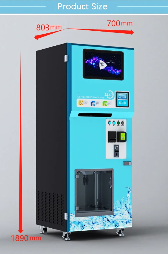 Coin operated Ice cube and water vending machine with Automatic bagging
