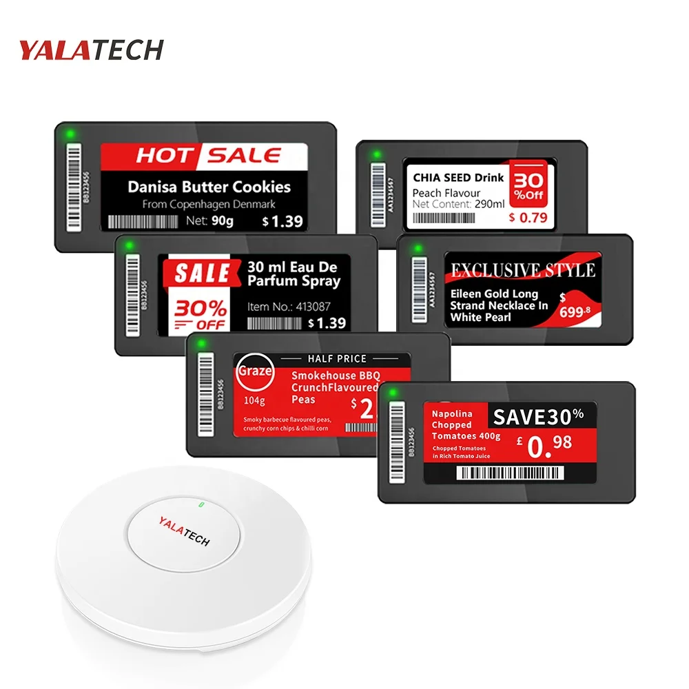 YalaTech Electronic Shelf Label Demo Kit Black and White version 2.4Ghz Gigbee Price Tag with NFC Function