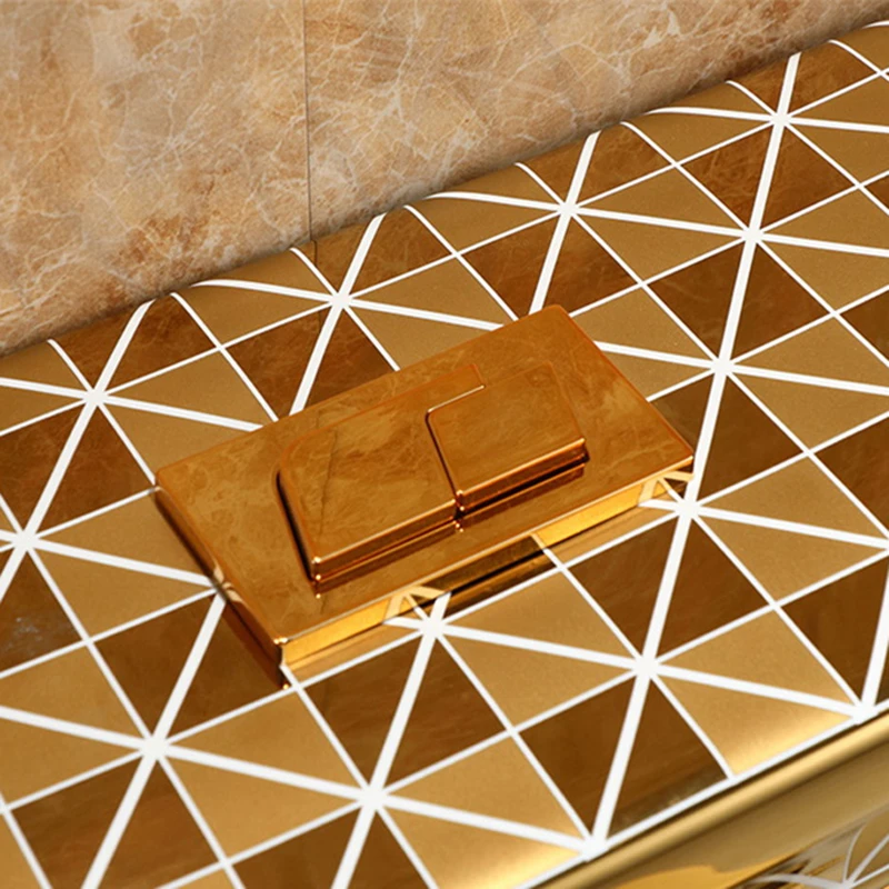 Wholesale European Royal Luxury Floor Mounted One Piece Bathroom Ceramic Electroplated Golden Gold Toilet Bowl