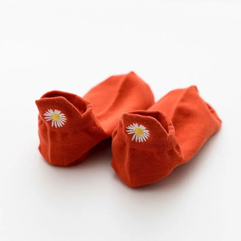 Daisy Flower ankle women embroidery socks