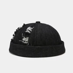 Men Street Casual Docker Sailor Biker Hat Loop Beanie Brimless Cap Fashion Unisex Pumpkin Vintage Navy Beanies