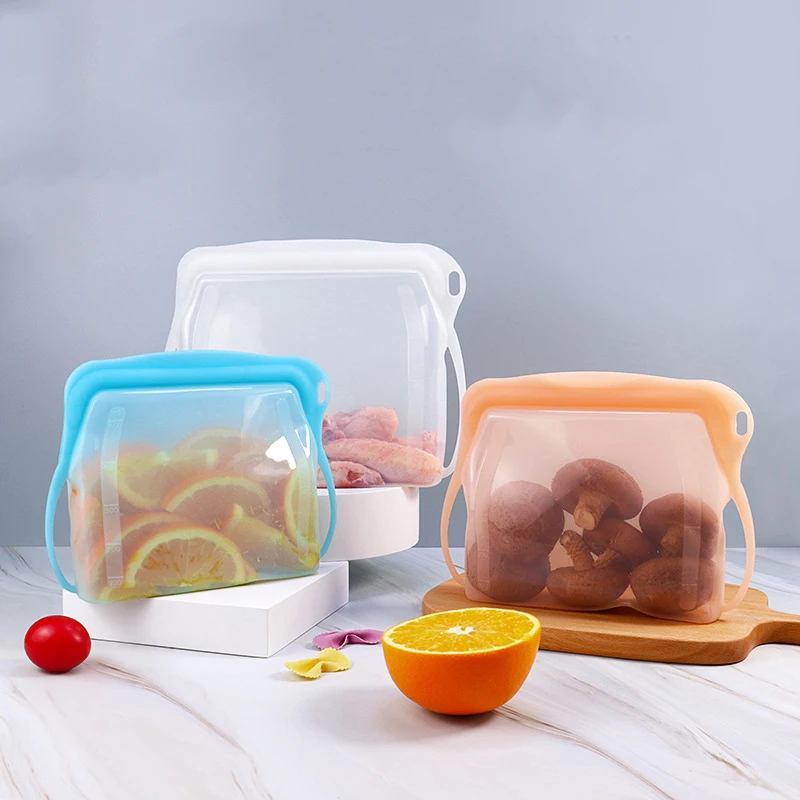Silicone Food Storage Bags Leakproof Containers Reusable Fresh-keeping Fruit Sealed Freezer Bag Refrigerator Food Organizer Bags