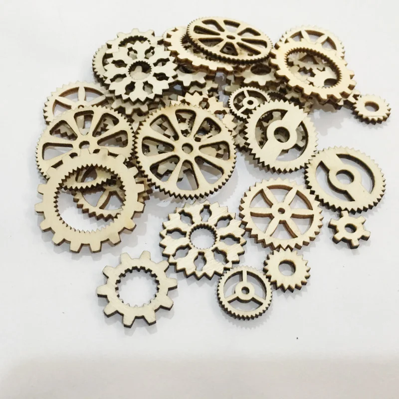 Cartoon wooden gear wood pieces DIY hand-drawn kindergarten puzzle toys