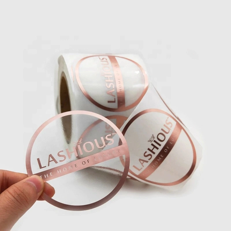 Custom Printing Circle Transparent Silver Gold Sticker Logo Label Self adhesive PP Rose Gold Foil Stickers