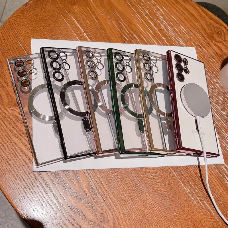 Гальванический Магнитный задний корпус прозрачный Cd узор мягкий Орлиный глаз объектив для Samsung galaxy S22ultra чехол телефона