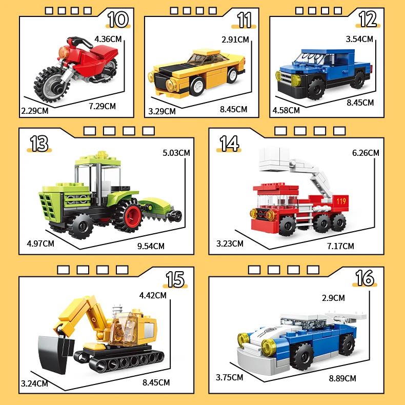 Wholesale Customize Assemble Bus Vehicle PuzzleToy Model Police Cars City Train Toy 16 In 1 toys Sets Building Block Car