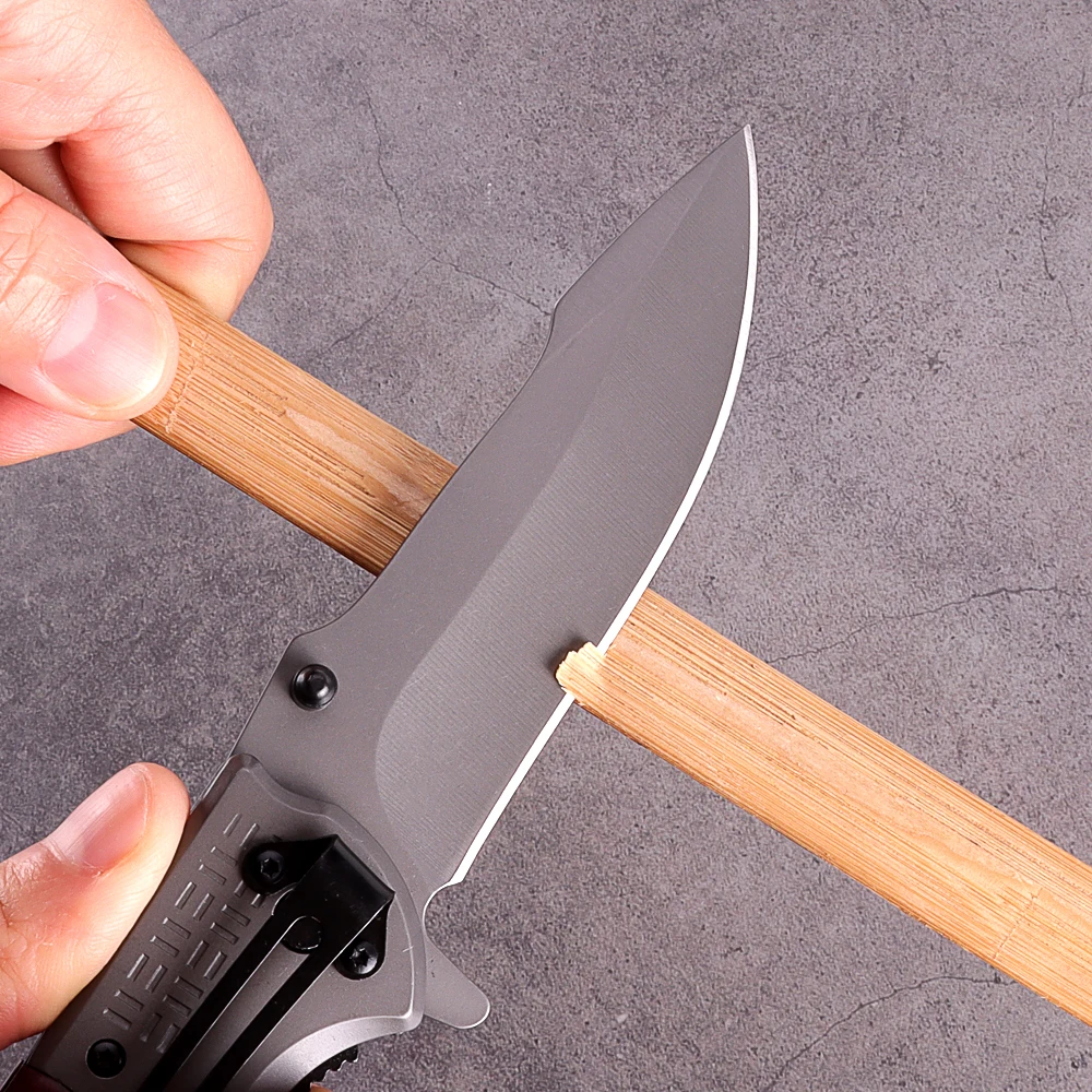 
Hot Selling Multi-function Colorful Wooden Handle Folding Knife Military Tactical Knife with Impact Hammer 