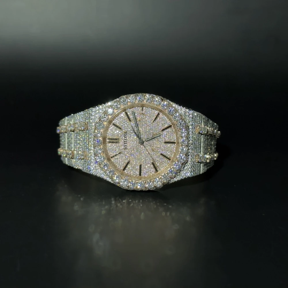 Hip Hop Rappers Artist Hip Hop Iced Out VVS Moissanite Watch High Quality Movement Iced Out for Moissanite Watch Men