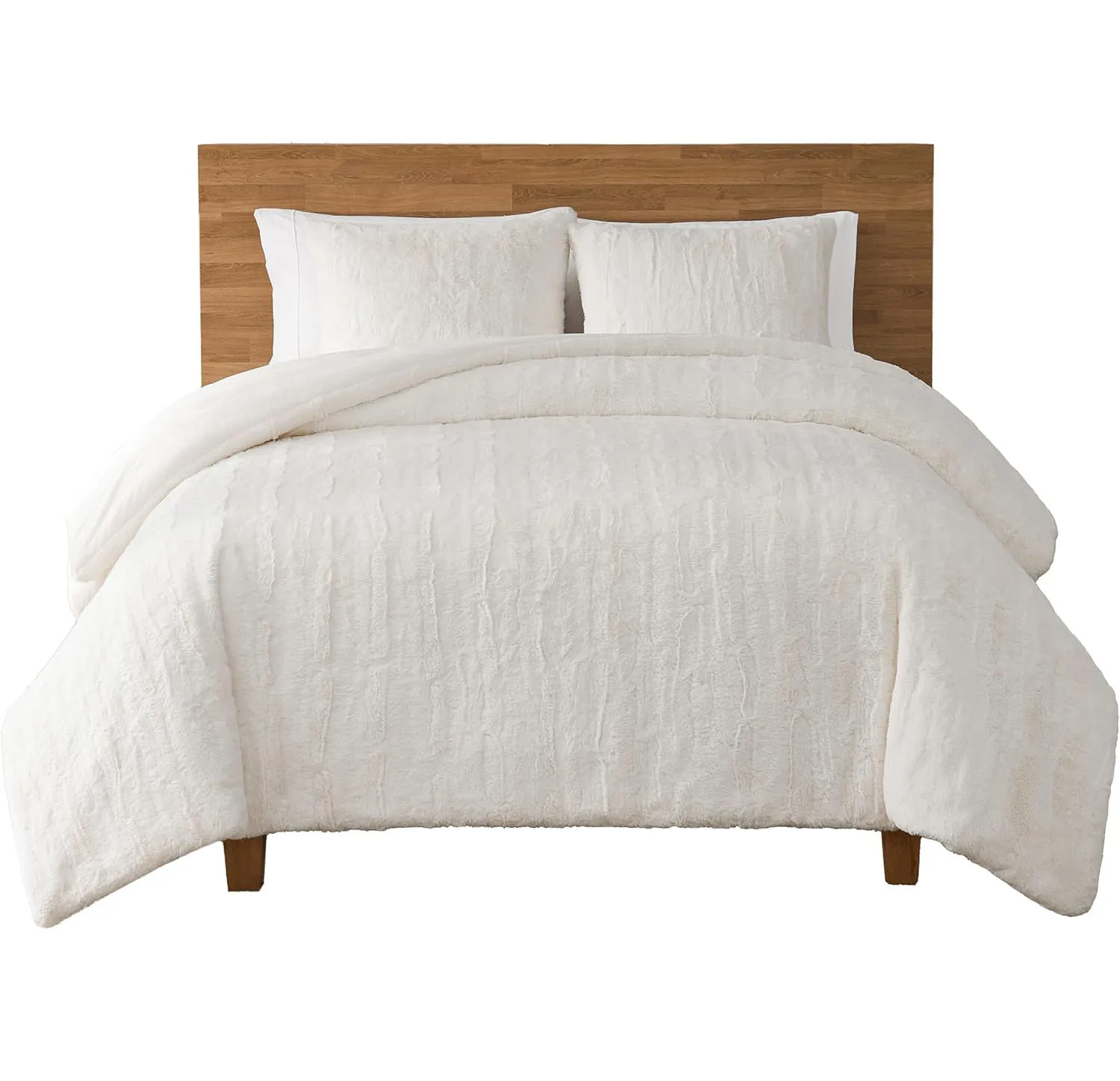 Soft Cozy Bedding Faux Fur Comforter and Two Pillow Shams Hotel Style Luxury Blanket Set for Bedroom