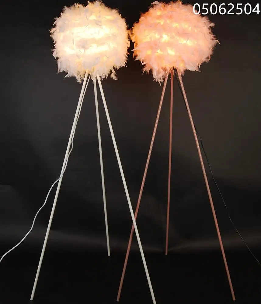 Custom Classic European Style Glass Indoor Lighting Iron Loft Pinky Feather Lamp Floor