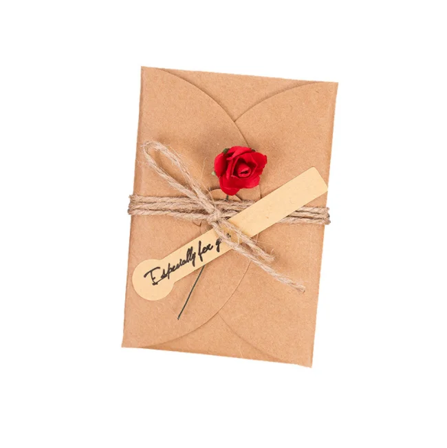 Vintage kraft paper dry flower creative DIY blessing greeting card holiday hand gift business gift box gift card