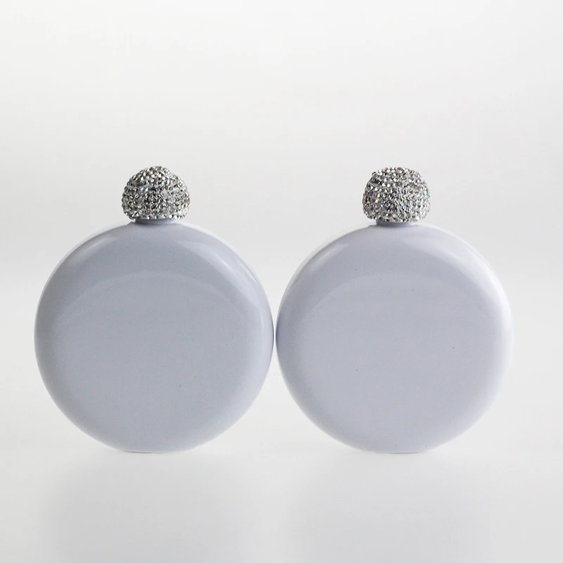 Лидер продаж на Amazon, оптовая продажа, пустая белая круглая фляжка с сублимационной печатью объемом 5 унций, плоская фляжка