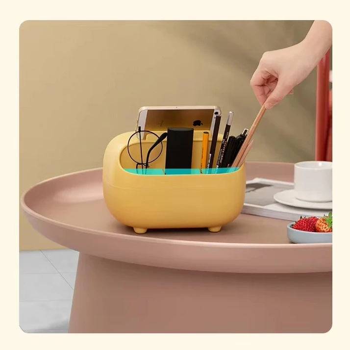 Luxury Plastic Desktop Tissue Box Sesame New Product Ideas TV Shape Phone Holder and Decorative Paper Towel Case
